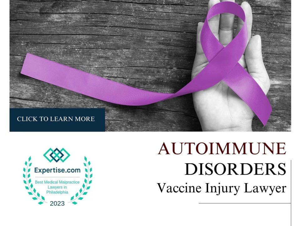 Blog featured image of a person holding a purple ribbon and a caption that says “Autoimmune Disorders