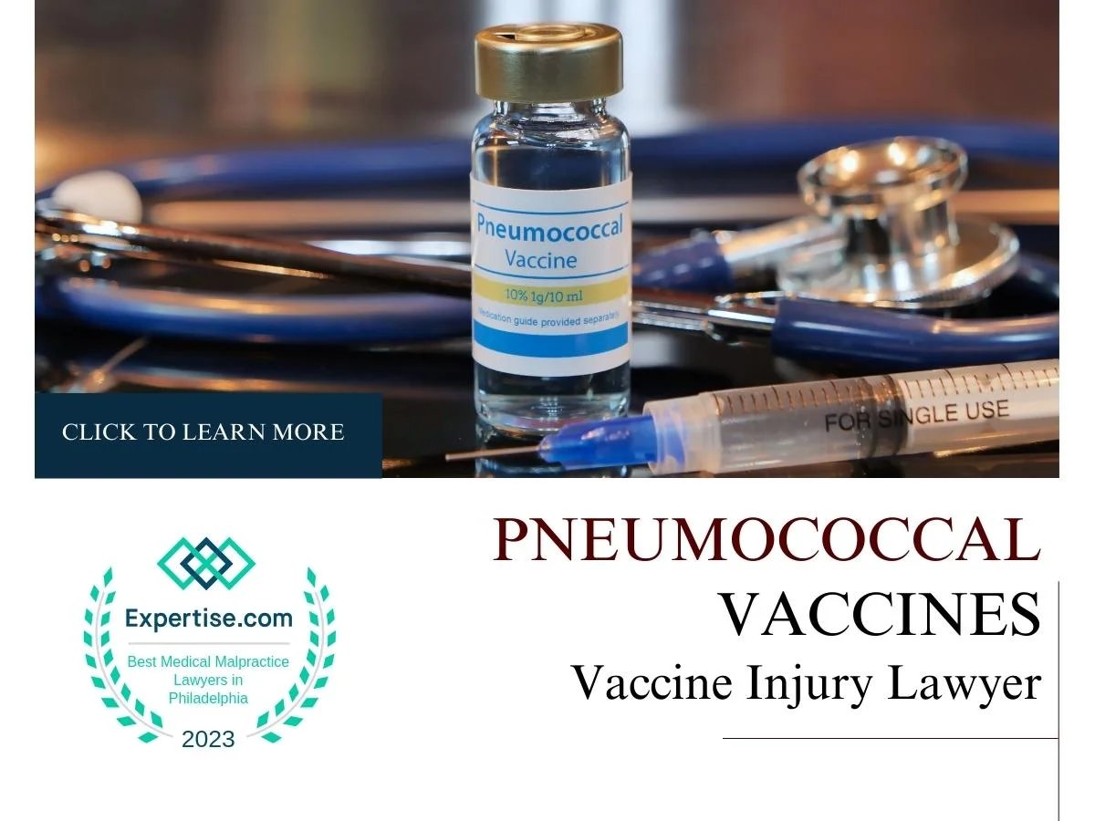 Blog featured image of a vial beside a stethoscope with a syringe and a caption that says “Pneumococcal Vaccines