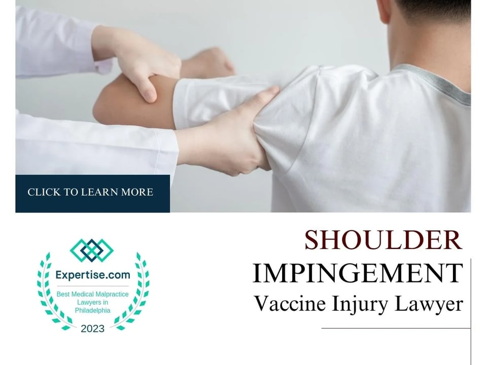 Blog featured image of a doctor examining someone's shoulder and a caption that says “Shoulder Impingement