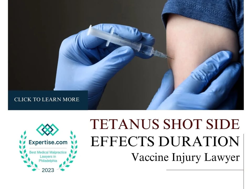Blog featured image of a man being vaccinated and a caption that says “Tetanus Shot Side Effects Duration