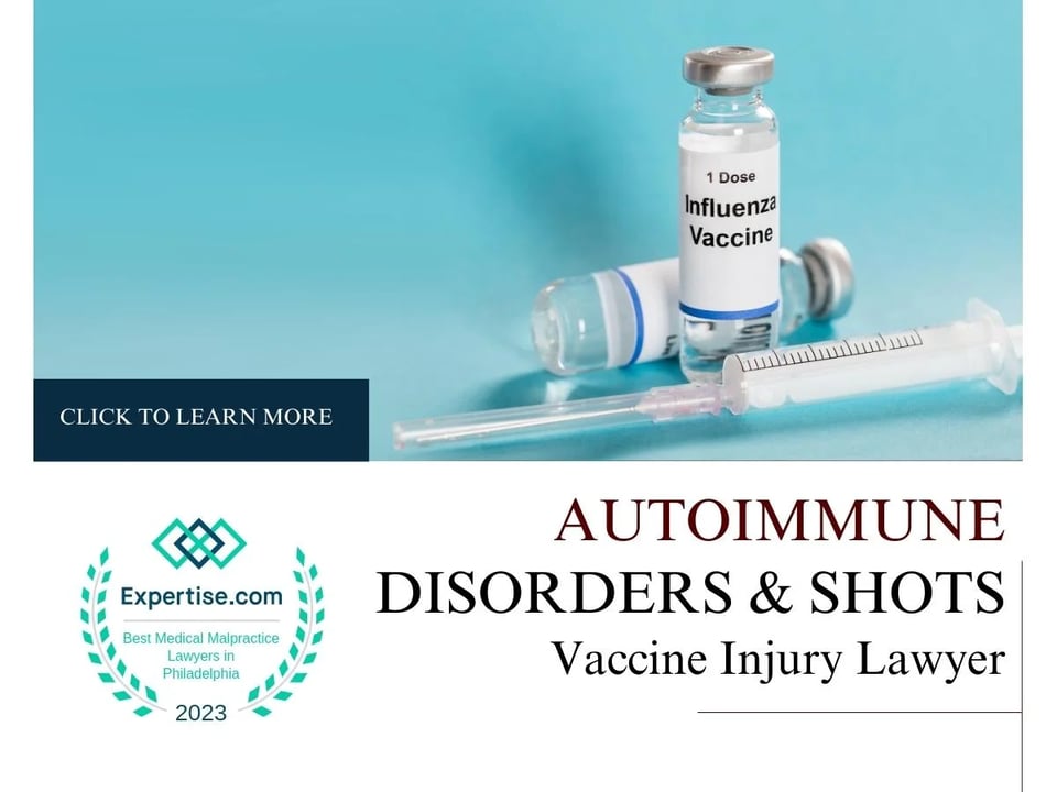 Blog featured image of a syringe with a vile of liquid and a caption that says “Autoimmune disorders & Shots